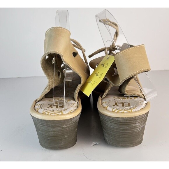 Fly London Yote Perforated Leather Open Toe Sandals Tie Size 11 Nude NWT - Picture 5 of 11
